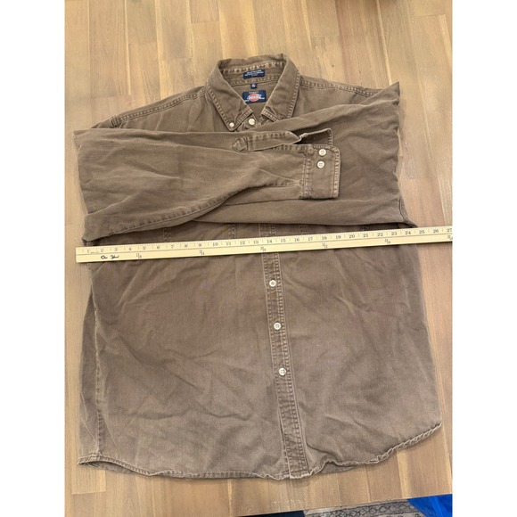 Dickies Long Sleeve Work Shirt Button Up Mens XL Brown Cotton Twill Workwear - Picture 4 of 7